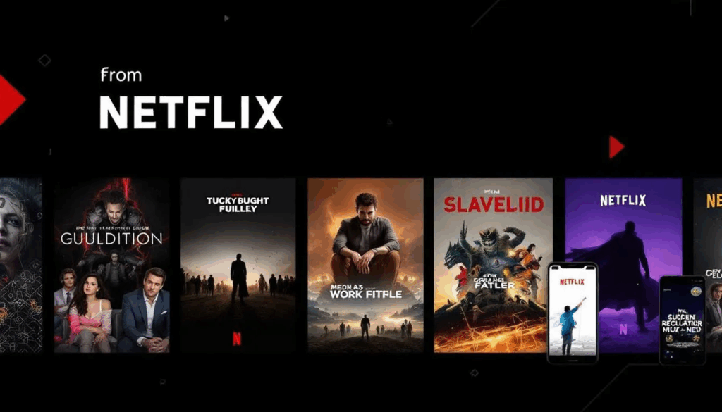 Auswahl von Top Filmen auf Netflix, darunter einige bekannte Titel